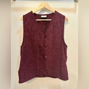 Weave of the Irish Knit Maroon Vest Vintage Boho Size L